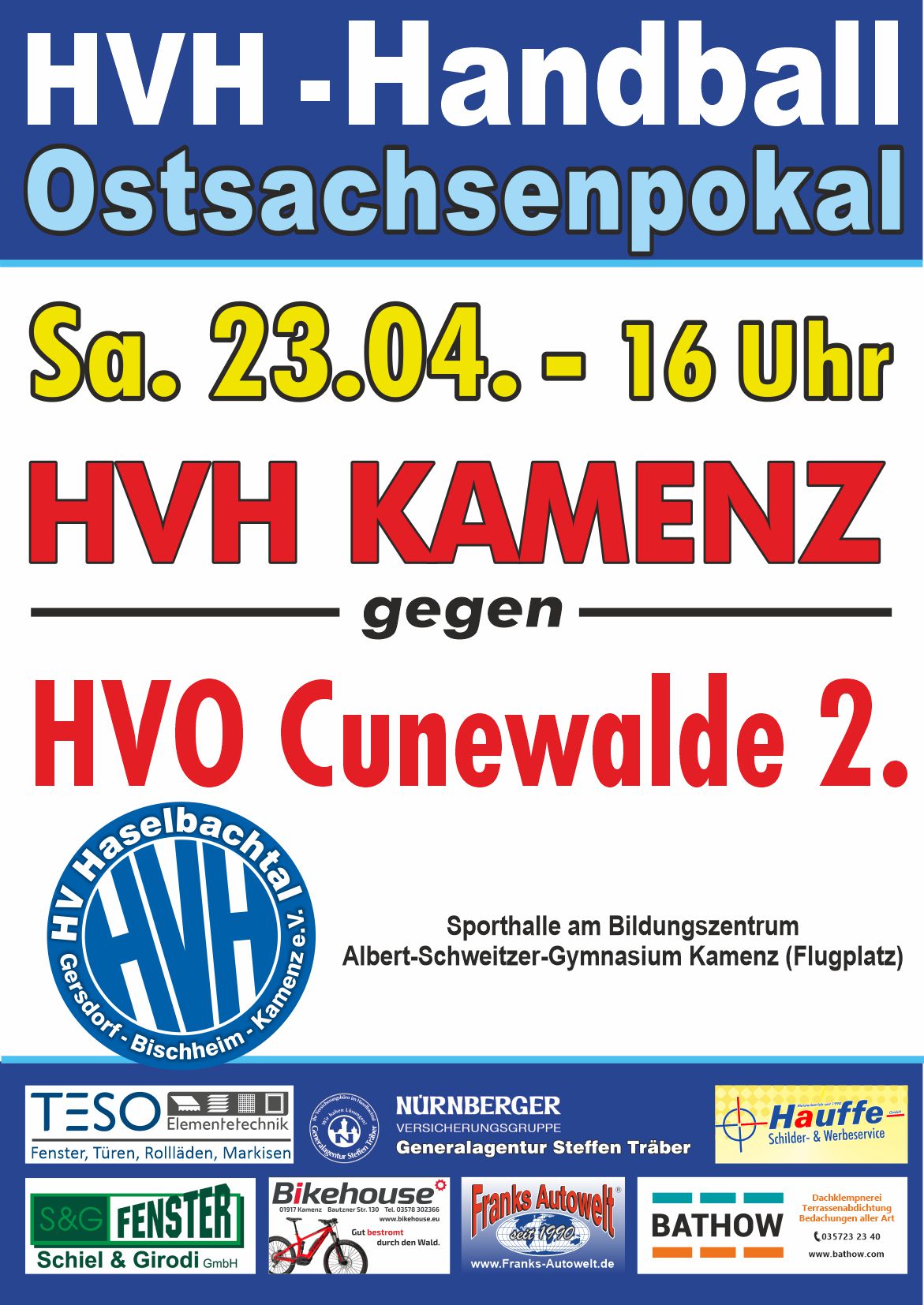 Ankündigung Heimspiel – HVH Kamenz vs. HVO Cunewalde 2 – Viertelfinale Ostsachsenpokal