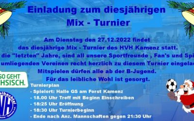 Einladung zum Mix Turnier des HVH Kamenz e. V. am 27.12.2022