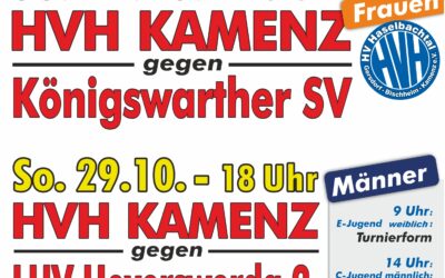 Ankündigung Heimspiele – 29.10.2023 – HVH Kamenz Männer/Frauen/E-Jugend (w)/C-Jugend (m)